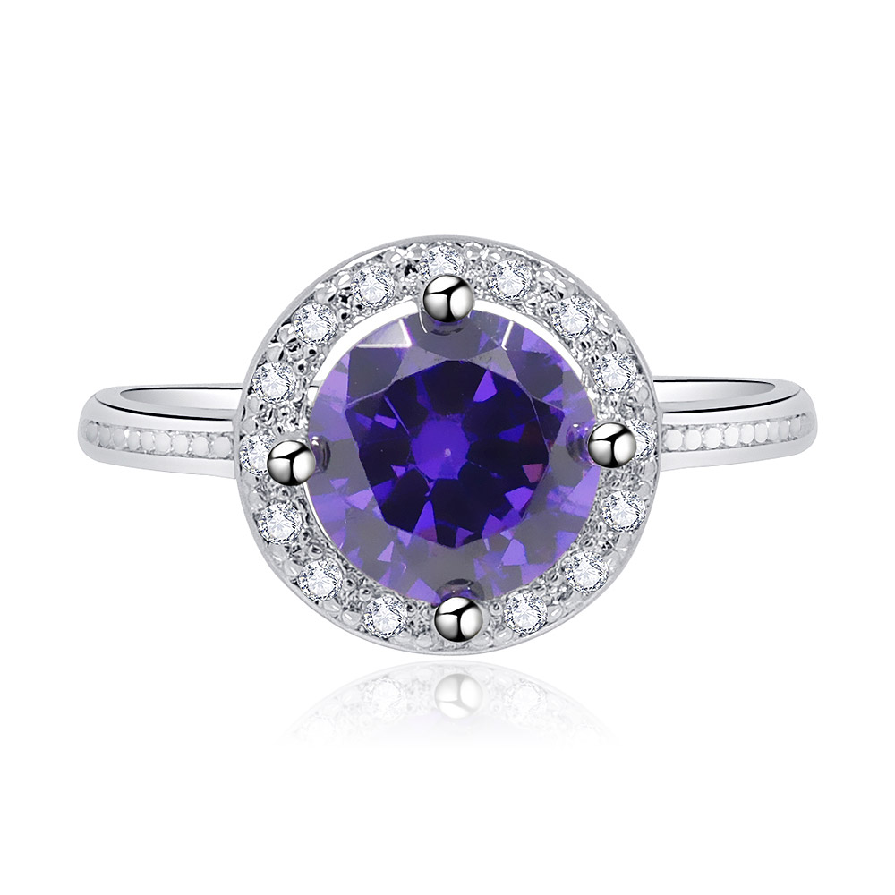 Dazzling Purple And White Zirconia Ring